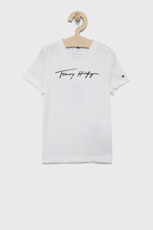 Dětské tričko Tommy Hilfiger bílá barva, s potiskem