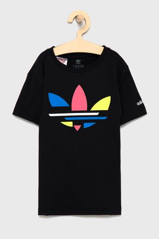 adidas Originals T-shirt bawełniany dziecięcy kolor czarny z nadrukiem