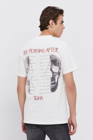 Тениска Tigha Tour line up Daylen мъжка в бяло с принт