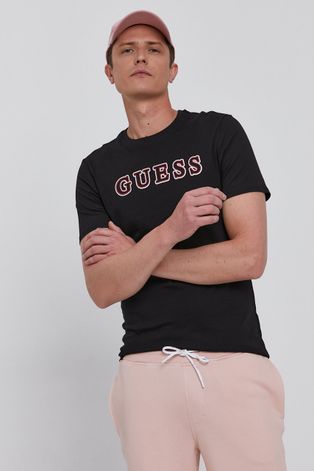 Tričko Guess pánské, černá barva, hladké