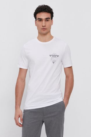 Guess T-shirt bawełniany kolor biały z nadrukiem