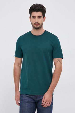 Boss T-shirt bawełniany kolor zielony gładki