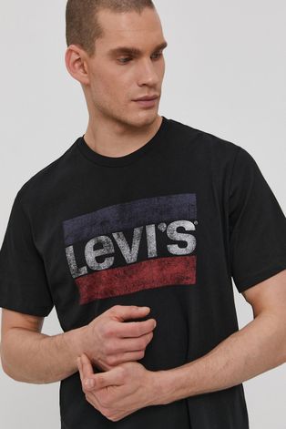 Levi's T-shirt męski kolor czarny z nadrukiem