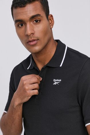 Polo majica Reebok za muškarce, boja: crna