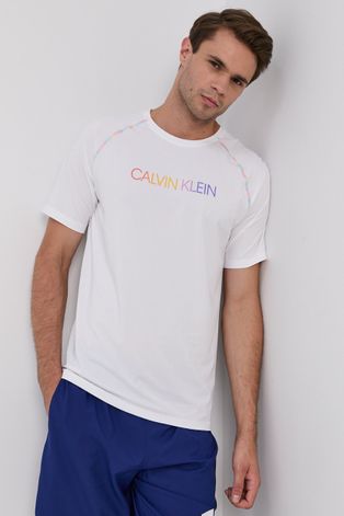 Tričko Calvin Klein Performance pánske, biela farba, s potlačou