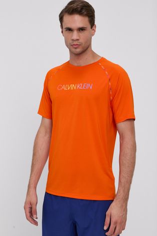 Calvin Klein Performance T-shirt męski kolor pomarańczowy z nadrukiem