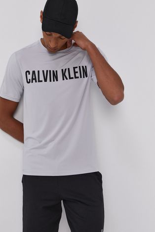 Tričko Calvin Klein Performance pánske, šedá farba, s potlačou