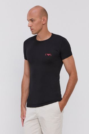 Tričko Emporio Armani Underwear (2-pack) pánské, černá barva, s potiskem