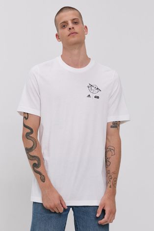 adidas T-shirt bawełniany x Star Wars kolor biały z nadrukiem