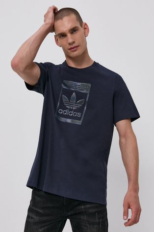 Tričko adidas Originals pánske, tmavomodrá farba, s potlačou