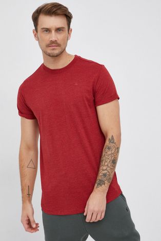 G-Star Raw T-shirt męski kolor czerwony gładki