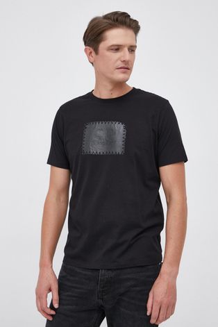 Βαμβακερό μπλουζάκι C.P. Company χρώμα: μαύρο