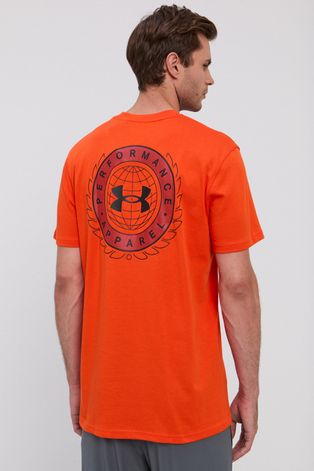 Under Armour T-shirt męski kolor pomarańczowy z nadrukiem