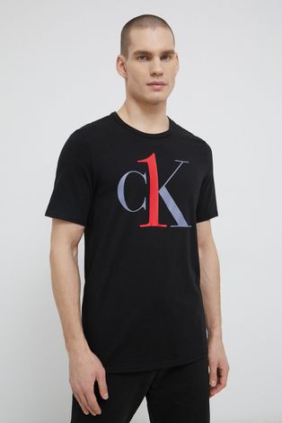 Пижамная футболка Calvin Klein Underwear цвет чёрный с принтом