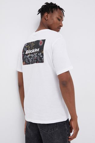 Бавовняна футболка Dickies колір білий з принтом