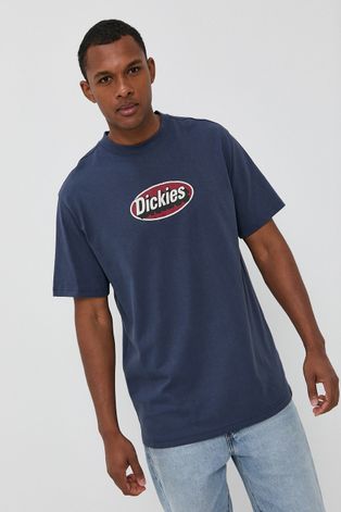 Бавовняна футболка Dickies колір синій з принтом