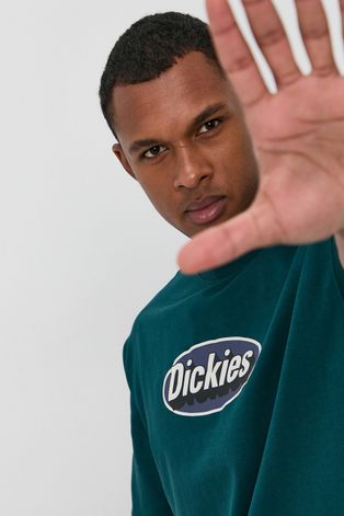 Бавовняна футболка Dickies колір зелений з принтом