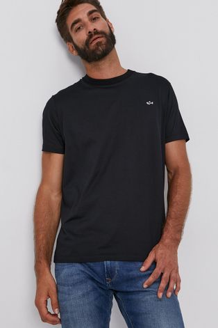 Памучна тениска Paul&Shark в черно с изчистен дизайн