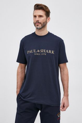 Tričko Paul&Shark pánske, tmavomodrá farba, s potlačou