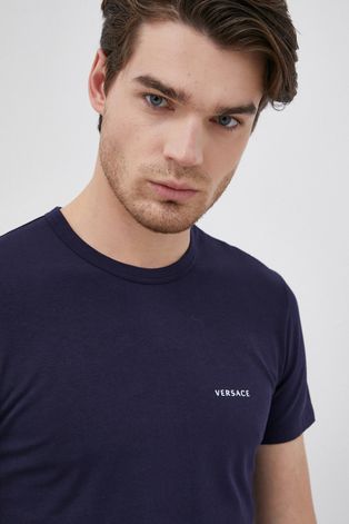 Versace T-shirt (2-pack) męski kolor granatowy gładki