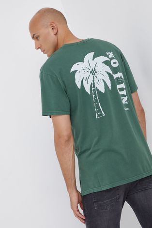 Quiksilver T-shirt bawełniany kolor zielony gładki