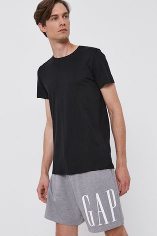 Bavlněné tričko Resteröds (2-pack) černá barva, hladké