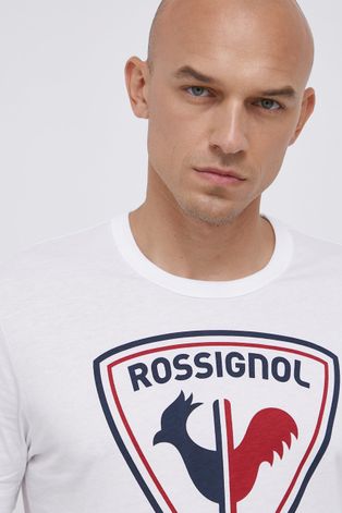 Бавовняна футболка Rossignol колір білий з принтом