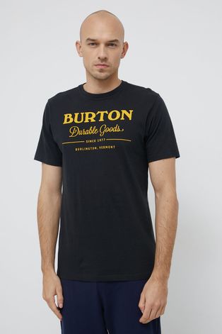 Памучна тениска Burton в черно с принт
