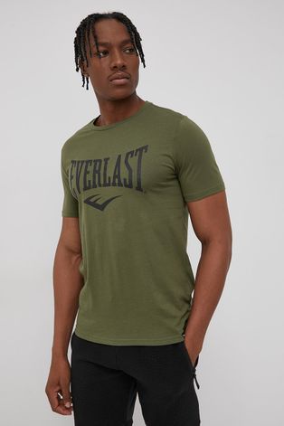 Памучна тениска Everlast в зелено с принт