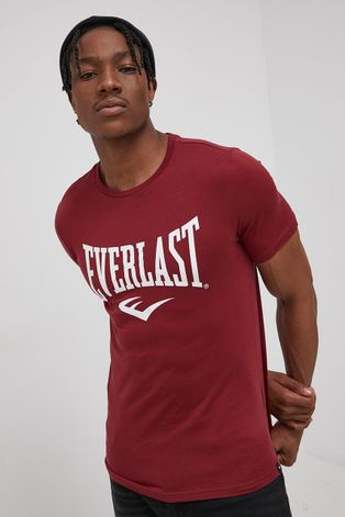 Памучна тениска Everlast в бордо с принт