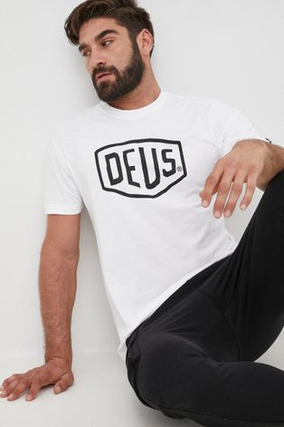 Памучна тениска Deus Ex Machina в бяло с принт