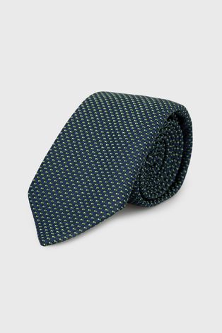 Краватка з домішкою шовку BOSS колір зелений
