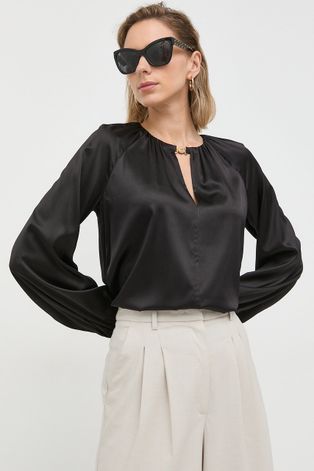 Шовкова блузка Pinko жіноча колір чорний однотонна
