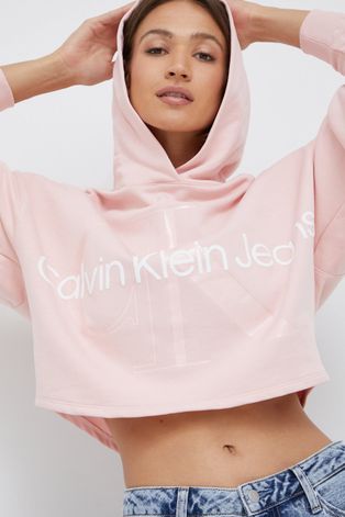 Хлопковая кофта Calvin Klein Jeans женская цвет розовый с принтом