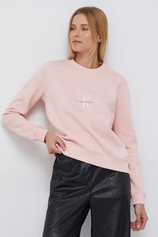 Кофта Calvin Klein Jeans женская цвет розовый с аппликацией