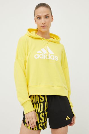 Хлопковая кофта adidas Performance женская цвет жёлтый с принтом