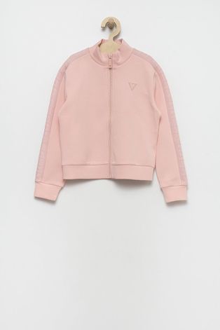 Guess bluza dziecięca kolor różowy gładka