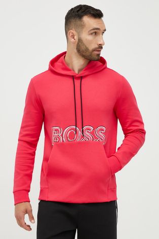Кофта BOSS Boss Athleisure чоловіча колір рожевий з аплікацією