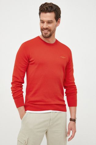 Pamučni pulover Aeronautica Militare za muškarce, boja: crvena, lagani