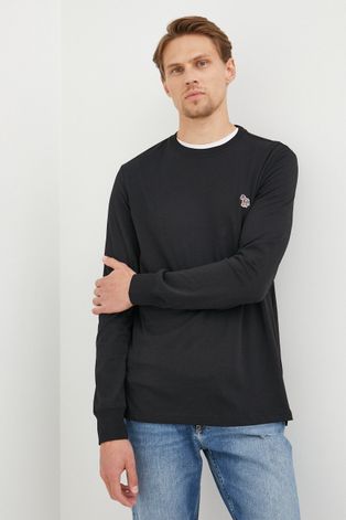 Pamučna majica dugih rukava PS Paul Smith boja: crna, jednobojni model