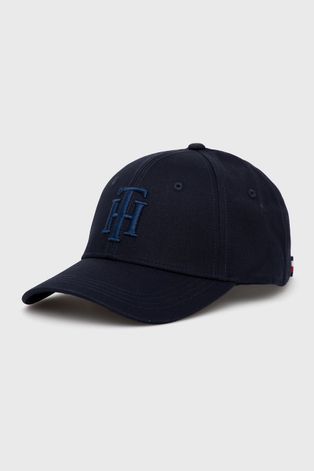 Бавовняна шапка Tommy Hilfiger колір синій візерунок