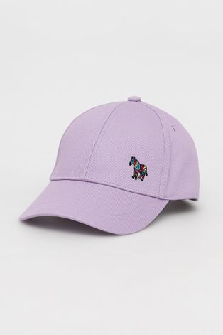 Памучна шапка Paul Smith в лилаво с изчистен дизайн