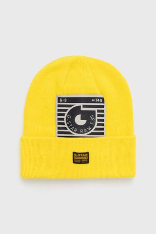 Хлопковая шапка G-Star Raw цвет жёлтый хлопковая
