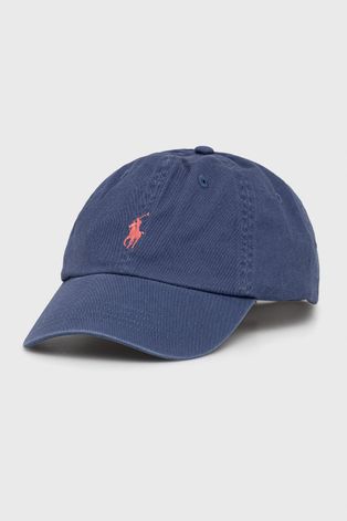 Pamučna kapa Polo Ralph Lauren boja: tamno plava, s uzorkom