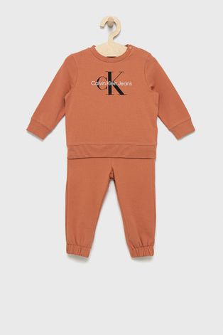 Детски анцуг Calvin Klein Jeans в оранжево