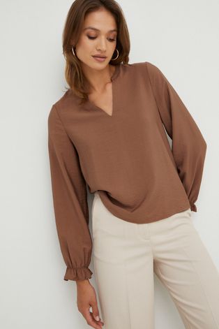 Bluza Vero Moda za žene, boja: smeđa, glatka