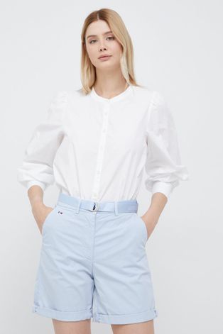 Бавовняна сорочка Tommy Hilfiger жіноча колір білий regular зі стійкою