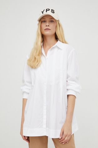 Pamučna košulja Marc O'Polo za žene, boja: bijela, regular, s klasičnim ovratnikom