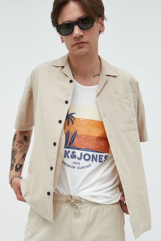 Košulja Jack & Jones za muškarce, boja: bež, relaxed