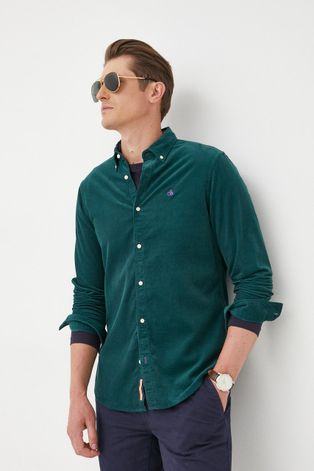 Pamučna košulja Scotch & Soda za muškarce, boja: zelena, regular, o button-down ovratnikom